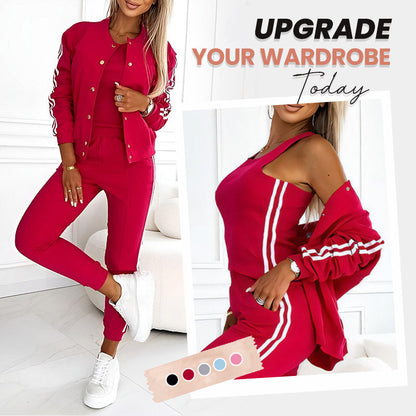 ❤️Limited Sale 50% OFF❤️Women's Three-piece Baseball Jacket And Pants Set