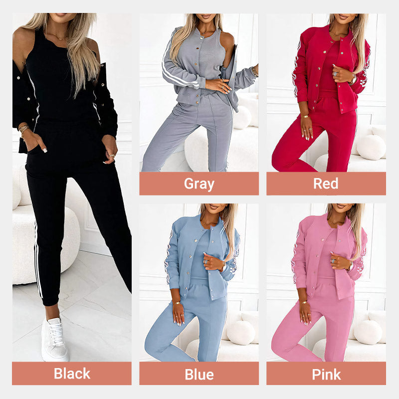 ❤️Limited Sale 50% OFF❤️Women's Three-piece Baseball Jacket And Pants Set