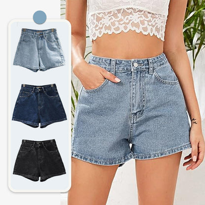 Women's High-Waisted, Loose-Fit Denim Shorts