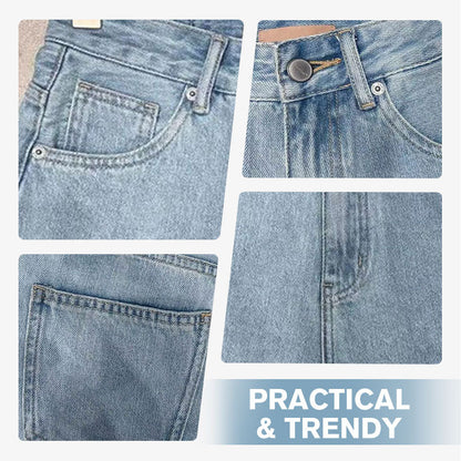 Women's High-Waisted, Loose-Fit Denim Shorts