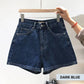 Denimshorts med høy midje, løs passform for kvinner