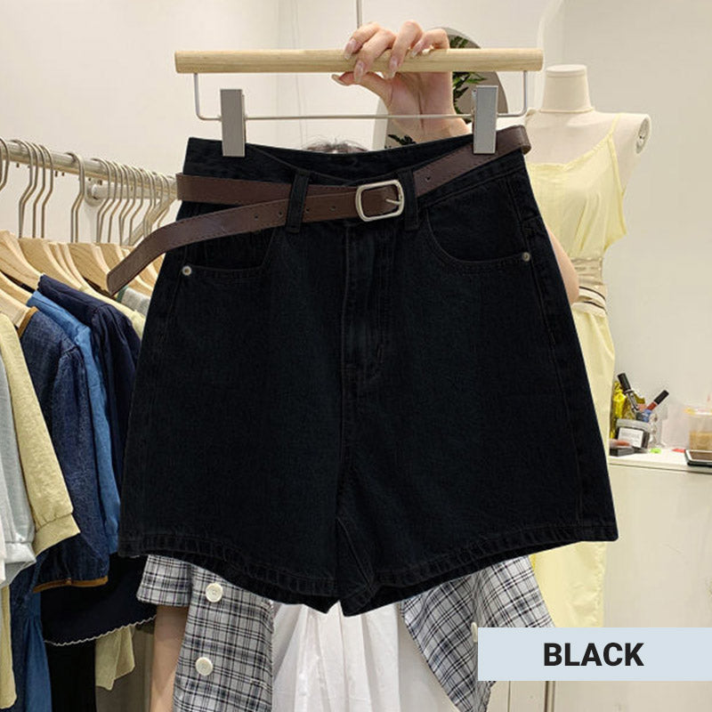 Women's High-Waisted, Loose-Fit Denim Shorts
