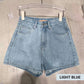 Denimshorts med høy midje, løs passform for kvinner