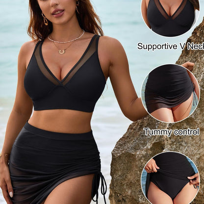 👙LAST DAY SALE 42% OFF💐Swim Skirt High Waisted Bikini Sets Tummy Control Swimsuits