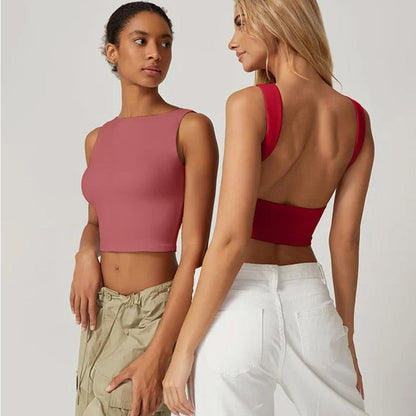 💖High Neck Slim Fit Crop Tank Shirt Y2k Tops