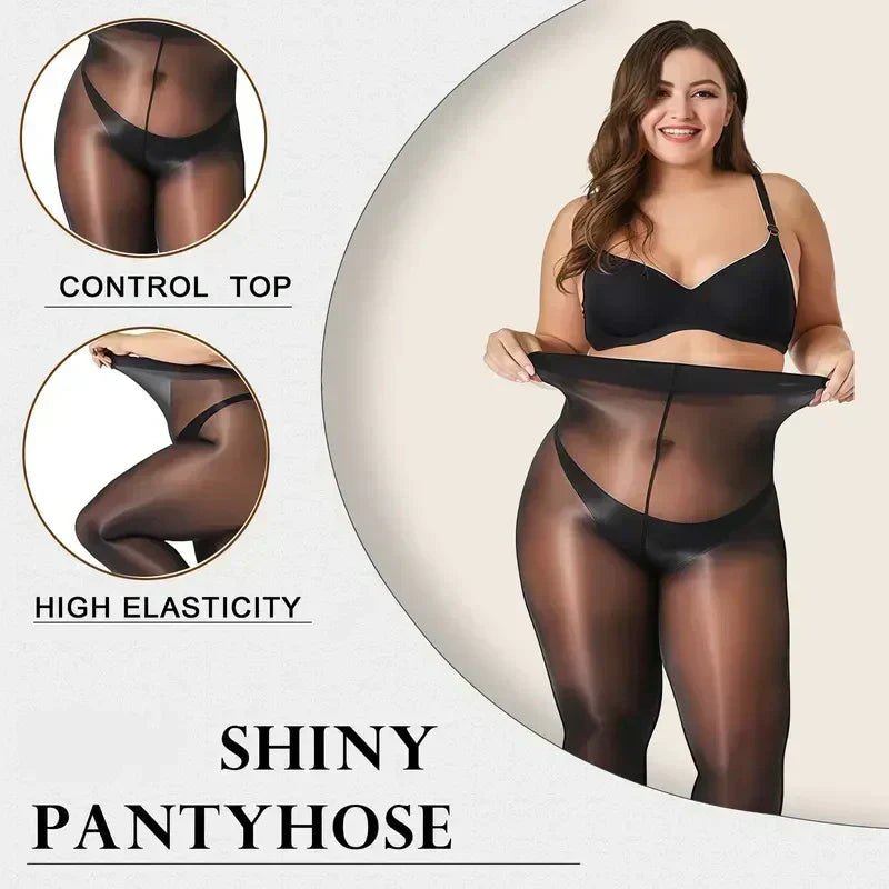💖 Everyday Comfort 👑 Women's High-Waisted Sheer Shiny Tights – Buy 1 Get 1 Free