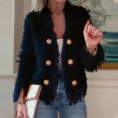 💜 LAST DAY PROMOTION - 50%OFF 💜 Women’s Fashion Button Tassel Short Coat