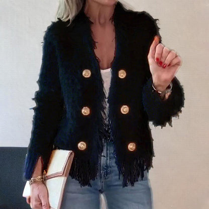 💜 LAST DAY PROMOTION - 50%OFF 💜 Women’s Fashion Button Tassel Short Coat