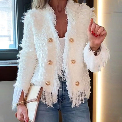 💜 LAST DAY PROMOTION - 50%OFF 💜 Women’s Fashion Button Tassel Short Coat