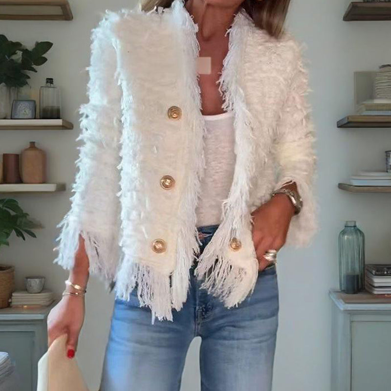 💜 LAST DAY PROMOTION - 50%OFF 💜 Women’s Fashion Button Tassel Short Coat