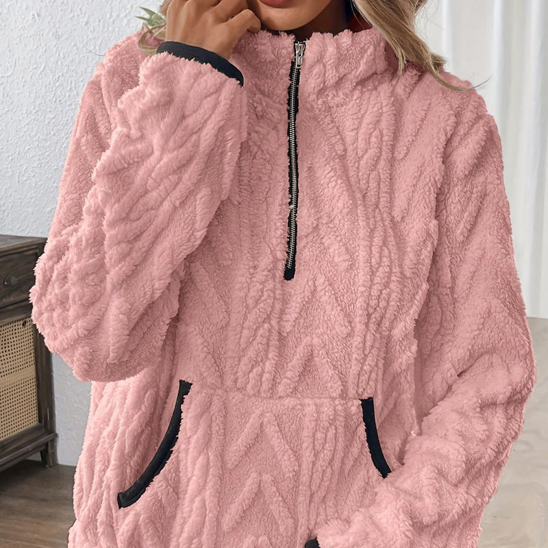 💖Black Friday Mega Deal – 50% off!💖☀️Half-Zip Fuzzy Sweatshirt 🍂 Cloud-Soft + Roomy Pockets – Comfy Daily/Lounge