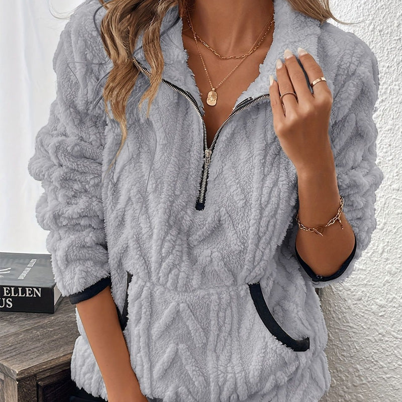 💖Black Friday Mega Deal – 50% off!💖☀️Half-Zip Fuzzy Sweatshirt 🍂 Cloud-Soft + Roomy Pockets – Comfy Daily/Lounge