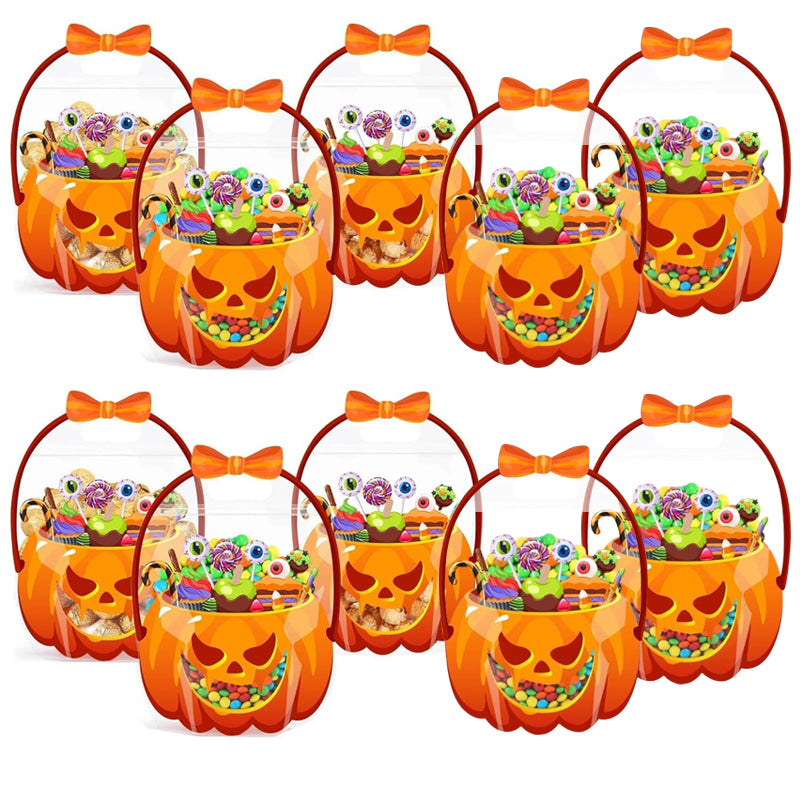 🎃Halloween Transparent Pumpkin Favor Bags✨Perfect for Party, Trick-or-Treat, Classroom Gifts