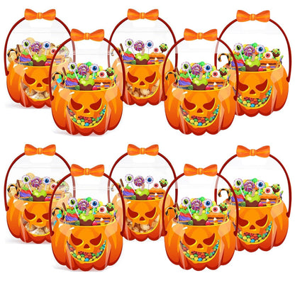 🎃Halloween Transparent Pumpkin Favor Bags✨Perfect for Party, Trick-or-Treat, Classroom Gifts