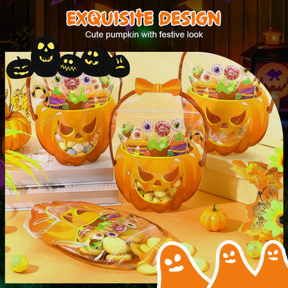 🎃Halloween Transparent Pumpkin Favor Bags✨Perfect for Party, Trick-or-Treat, Classroom Gifts