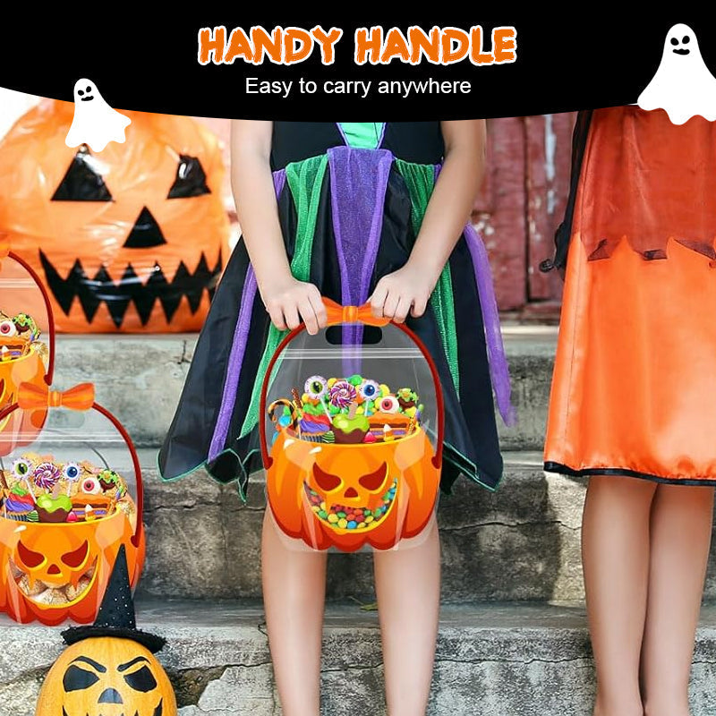 🎃Halloween Transparent Pumpkin Favor Bags✨Perfect for Party, Trick-or-Treat, Classroom Gifts