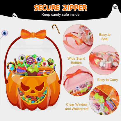 🎃Halloween Transparent Pumpkin Favor Bags✨Perfect for Party, Trick-or-Treat, Classroom Gifts