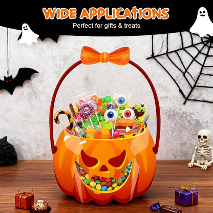 🎃Halloween Transparent Pumpkin Favor Bags✨Perfect for Party, Trick-or-Treat, Classroom Gifts