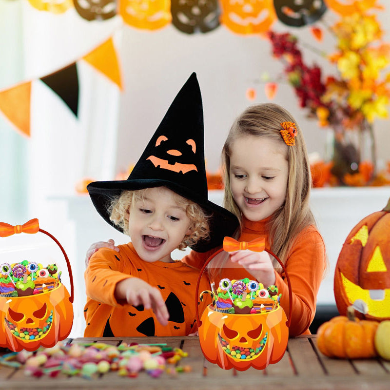 🎃Halloween Transparent Pumpkin Favor Bags✨Perfect for Party, Trick-or-Treat, Classroom Gifts