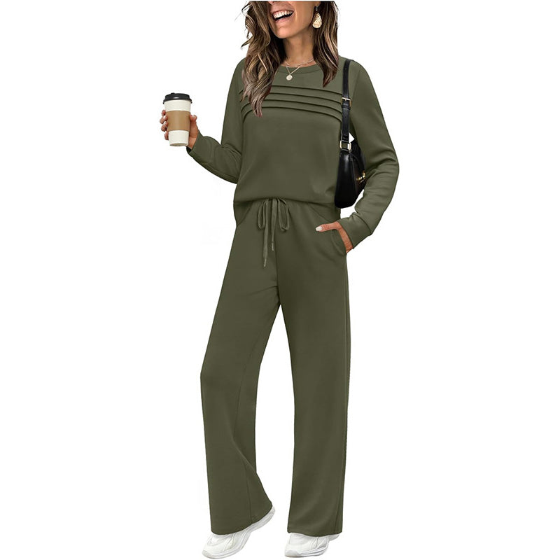 🔥LAST DAY SALE 70% OFF👍✨Women's 2026 Casual Crew Neck Top & Drawstring Pants Set