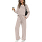 Crew Neck Drawstring 2‑Piece Loungewear Set 👚 Soft Matching Top & Pants