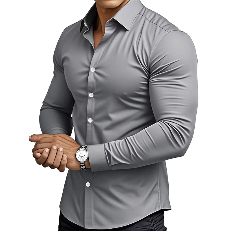 💖Black Friday Mega Deal – 50% off!💖 ⏰Men's Solid Color Lapel Long Sleeve Button-Down Shirts