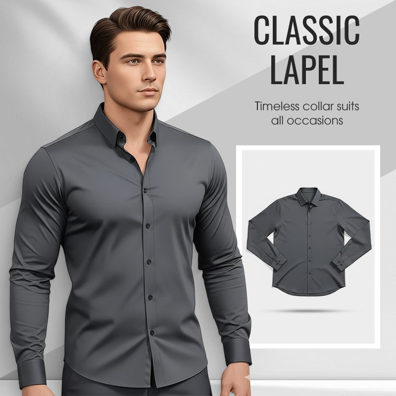 💖Black Friday Mega Deal – 50% off!💖 ⏰Men's Solid Color Lapel Long Sleeve Button-Down Shirts