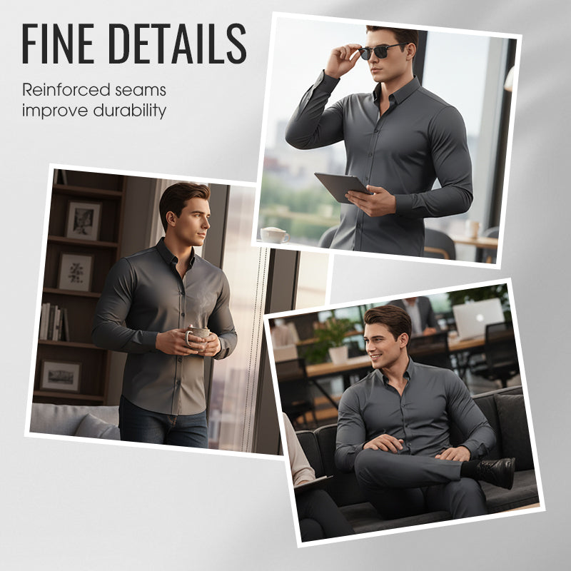 💖Black Friday Mega Deal – 50% off!💖 ⏰Men's Solid Color Lapel Long Sleeve Button-Down Shirts