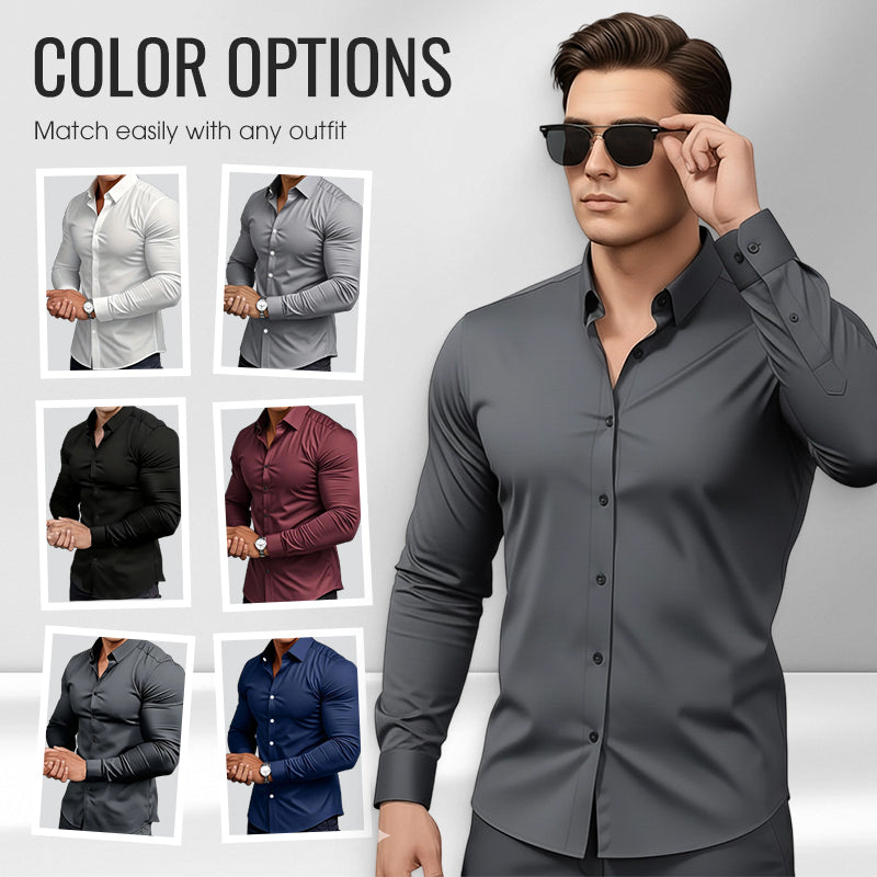 💖Black Friday Mega Deal – 50% off!💖 ⏰Men's Solid Color Lapel Long Sleeve Button-Down Shirts