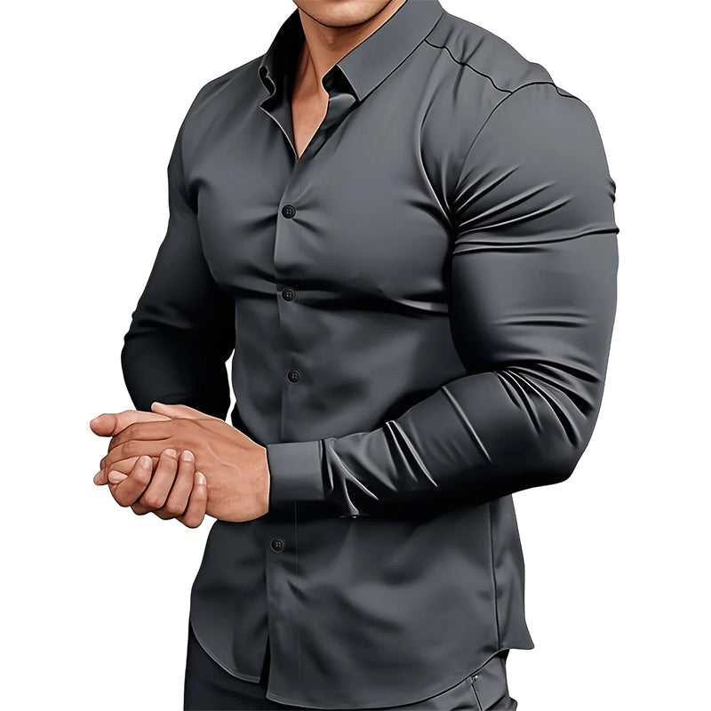 💖Black Friday Mega Deal – 50% off!💖 ⏰Men's Solid Color Lapel Long Sleeve Button-Down Shirts