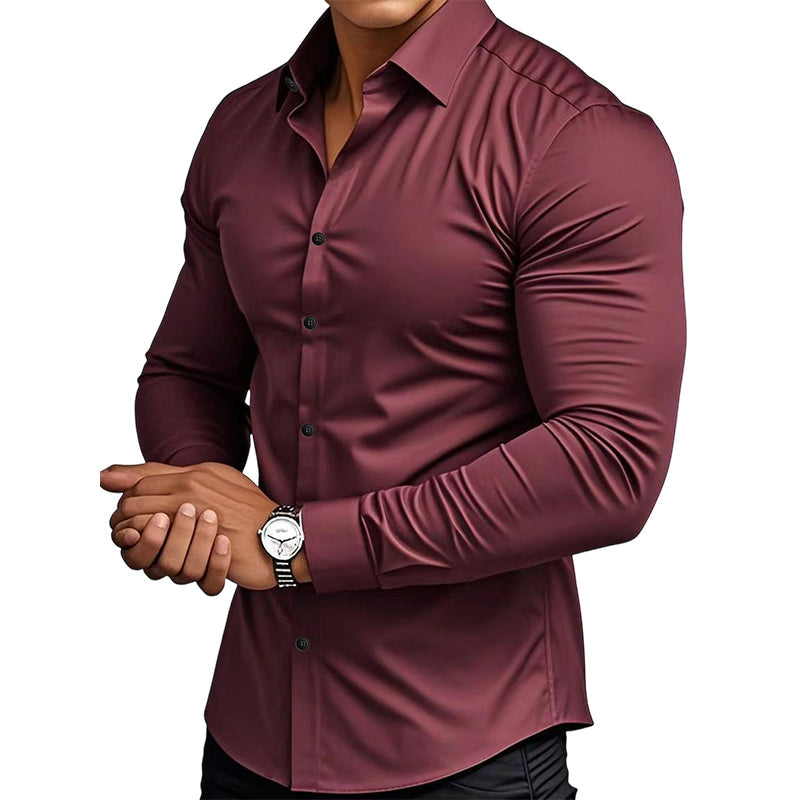 💖Black Friday Mega Deal – 50% off!💖 ⏰Men's Solid Color Lapel Long Sleeve Button-Down Shirts