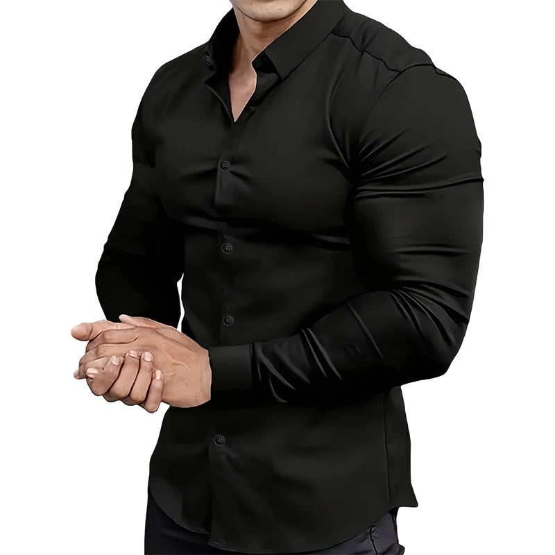 💖Black Friday Mega Deal – 50% off!💖 ⏰Men's Solid Color Lapel Long Sleeve Button-Down Shirts
