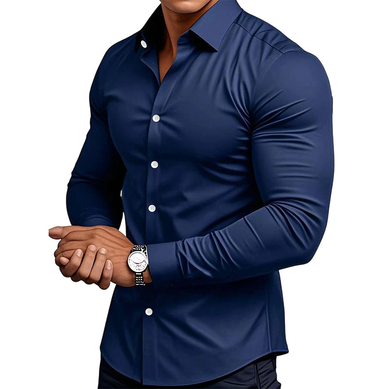 💖Black Friday Mega Deal – 50% off!💖 ⏰Men's Solid Color Lapel Long Sleeve Button-Down Shirts
