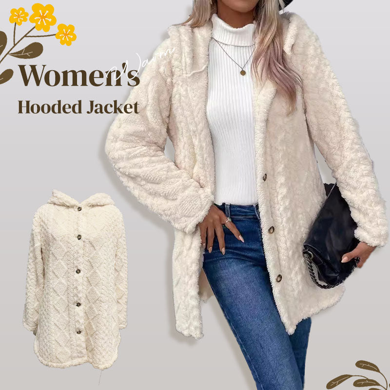 💖Black Friday Mega Deal – 50% off!💖❄️ Quilted Winter Style 🧶 Women's Diamond-Pattern Hooded Warm Jacket with Side-Hem Buttons