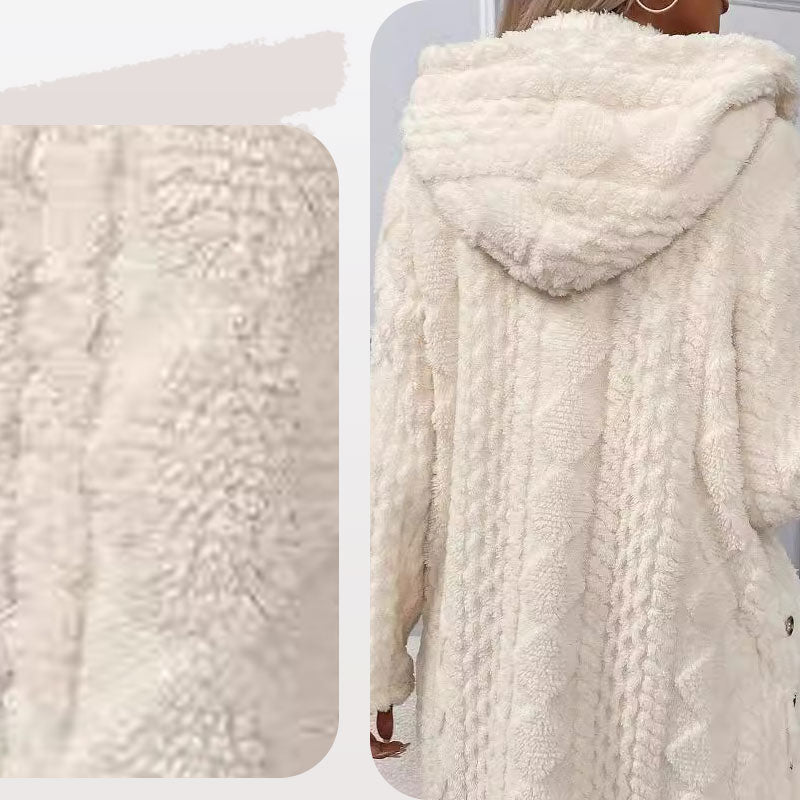 💖Black Friday Mega Deal – 50% off!💖❄️ Quilted Winter Style 🧶 Women's Diamond-Pattern Hooded Warm Jacket with Side-Hem Buttons