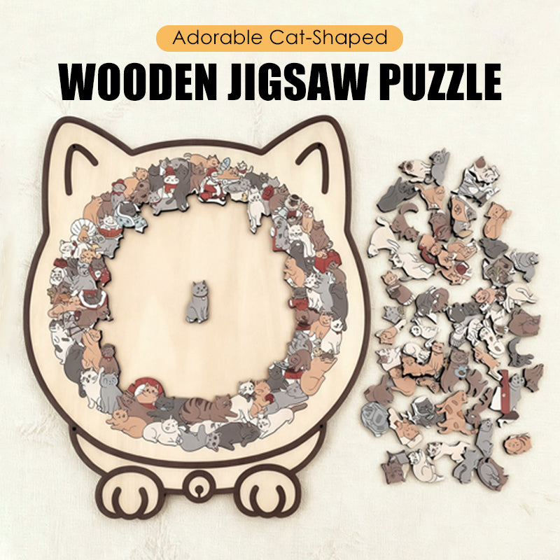 🎊Christmas sale - 50% Off🎊Adorable Cat-Shaped Wooden Jigsaw Puzzle