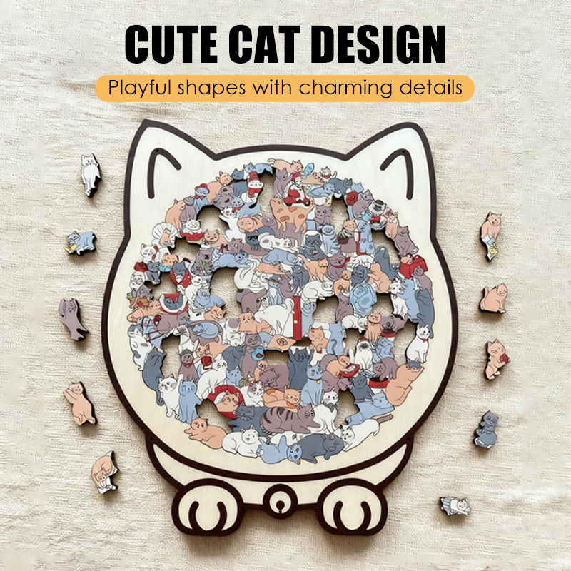🎊Christmas sale - 50% Off🎊Adorable Cat-Shaped Wooden Jigsaw Puzzle