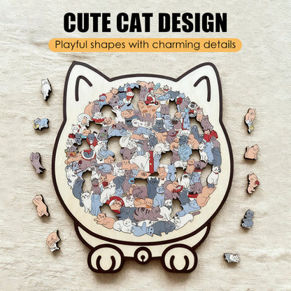 🎊Christmas sale - 50% Off🎊Adorable Cat-Shaped Wooden Jigsaw Puzzle