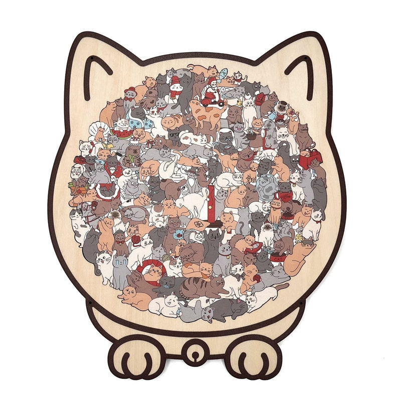 🎊Christmas sale - 50% Off🎊Adorable Cat-Shaped Wooden Jigsaw Puzzle