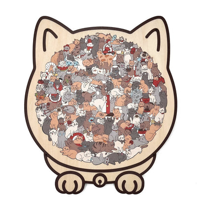 🎊Christmas sale - 50% Off🎊Adorable Cat-Shaped Wooden Jigsaw Puzzle