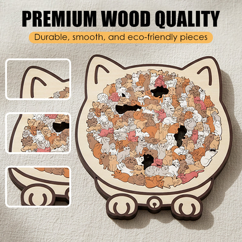 🎊Christmas sale - 50% Off🎊Adorable Cat-Shaped Wooden Jigsaw Puzzle