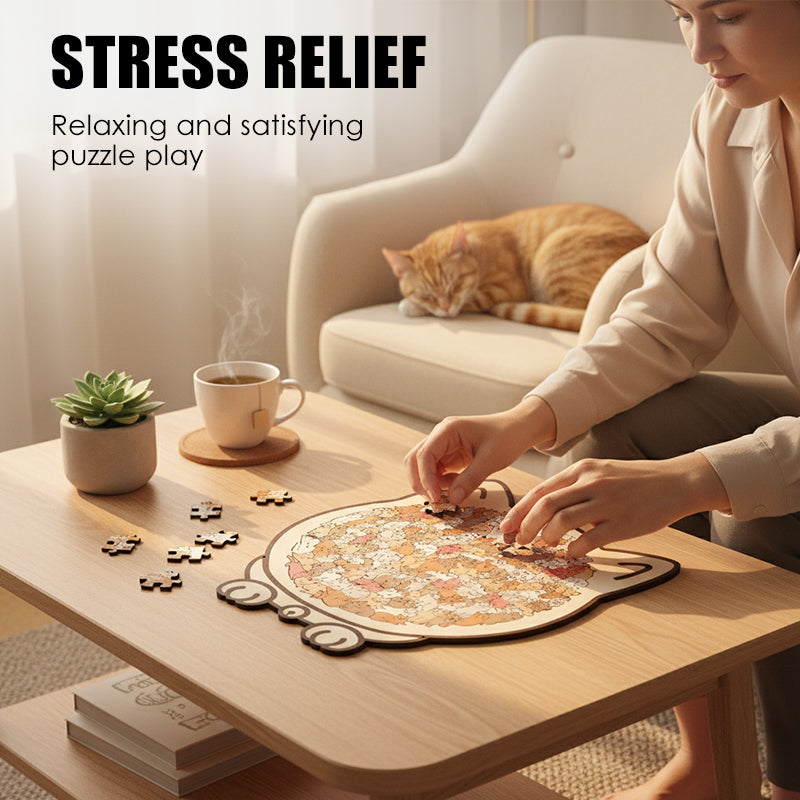 🎊Christmas sale - 50% Off🎊Adorable Cat-Shaped Wooden Jigsaw Puzzle