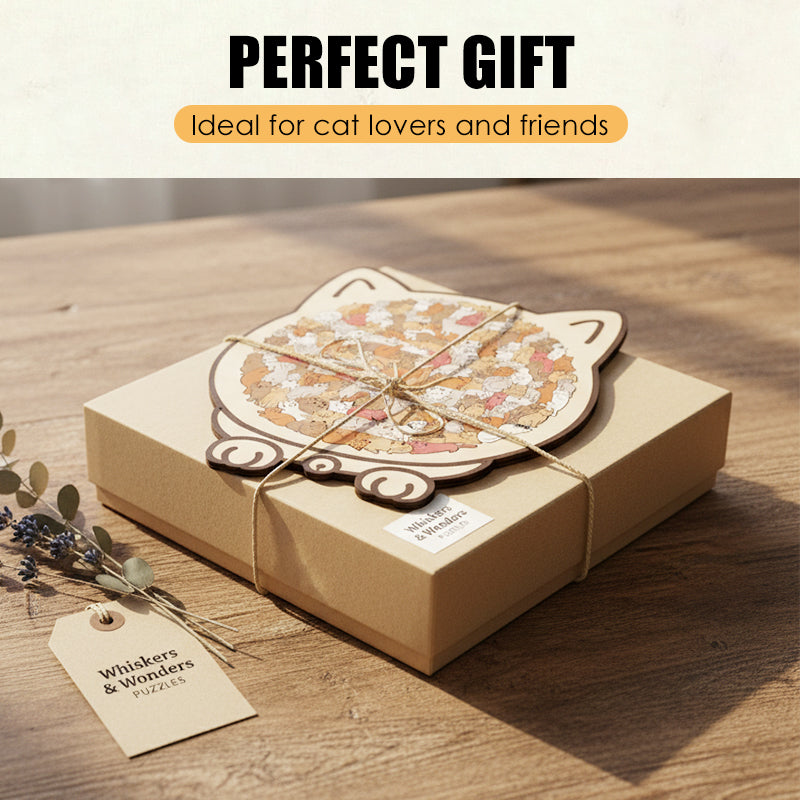 🎊Christmas sale - 50% Off🎊Adorable Cat-Shaped Wooden Jigsaw Puzzle