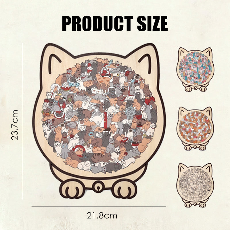🎊Christmas sale - 50% Off🎊Adorable Cat-Shaped Wooden Jigsaw Puzzle