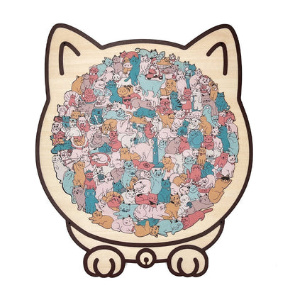 🎊Christmas sale - 50% Off🎊Adorable Cat-Shaped Wooden Jigsaw Puzzle