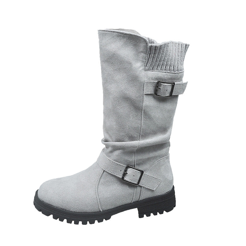 👢 Pull On & Go | Women's Slouchy Faux Suede Mid-Calf Boots⚡ Free shipping