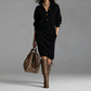 💖Black Friday Mega Deal – 50% off!💖Women's ribbed knit dress with shirt collar and button placket
