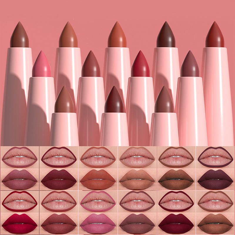 Hot Sale Deals- 12-Color Matte Lipstick & Lip Liner Set (Wood-Cased)