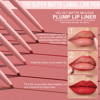 Hot Sale Deals- 12-Color Matte Lipstick & Lip Liner Set (Wood-Cased)