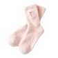 3Pairs Women's Plush Mink Socks with Bow Embroidery